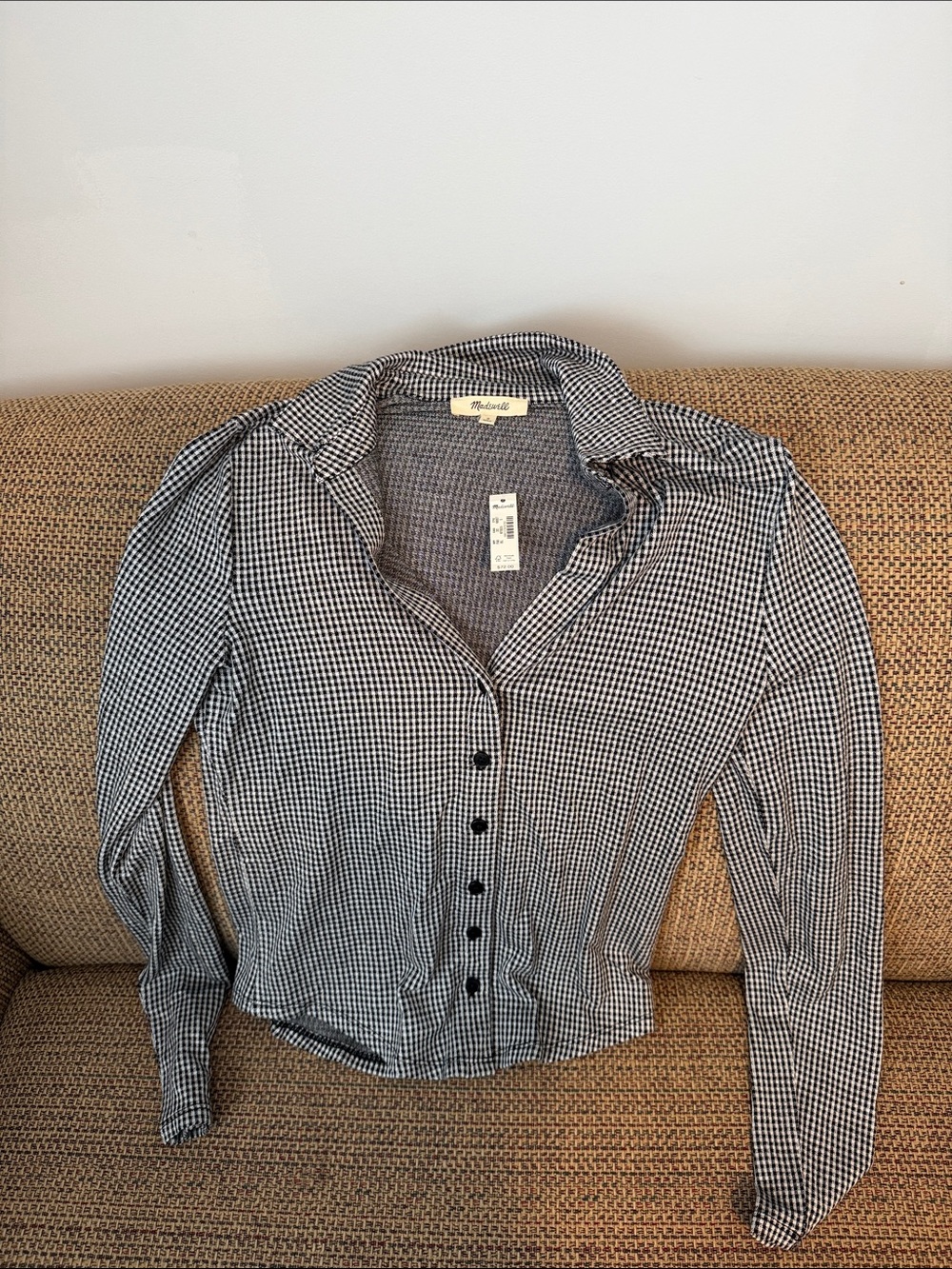 Madewell Black and White Gingham Button-Front Shirt
